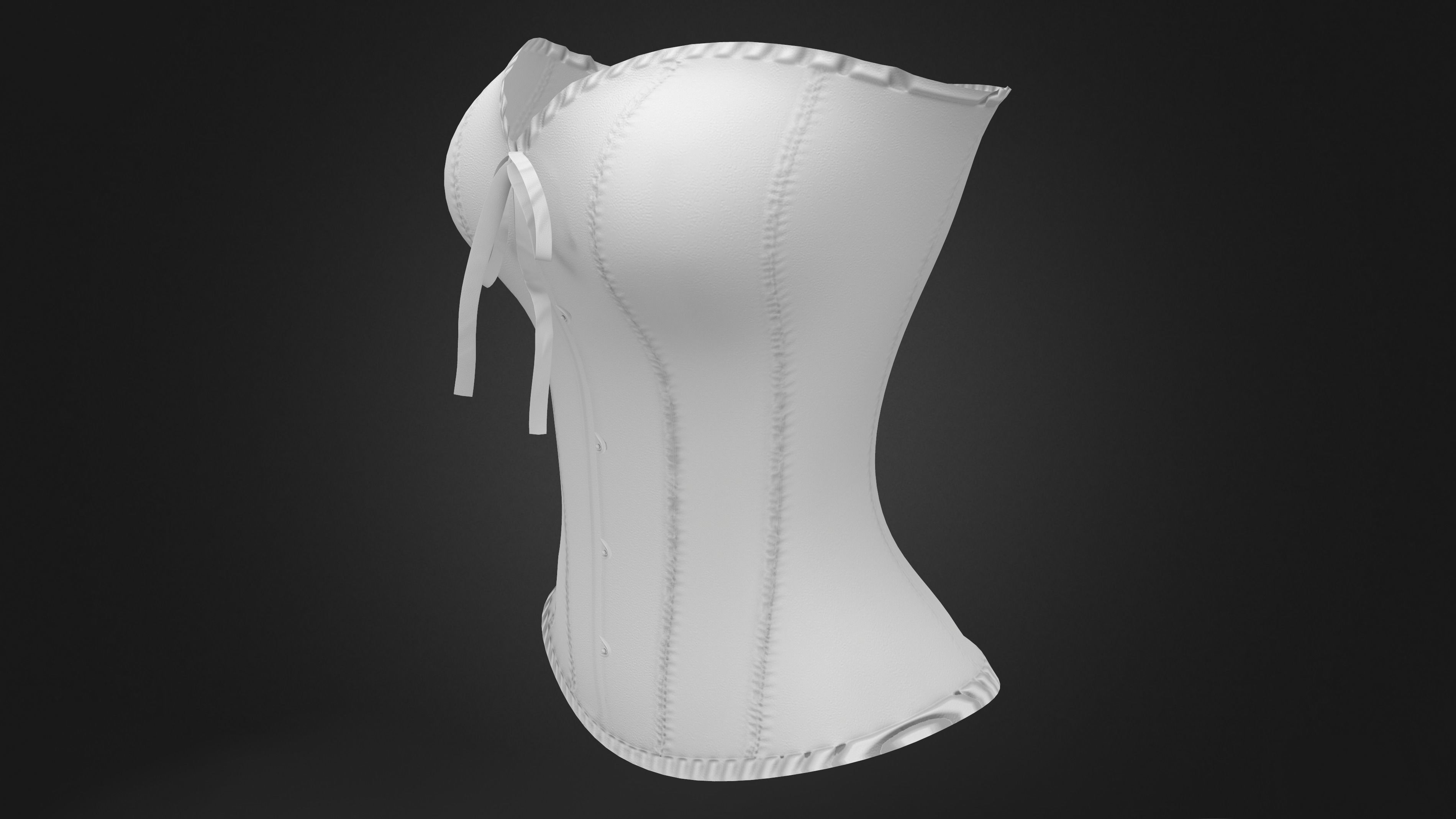 Modern White Corset Top Low-poly 3D model_8