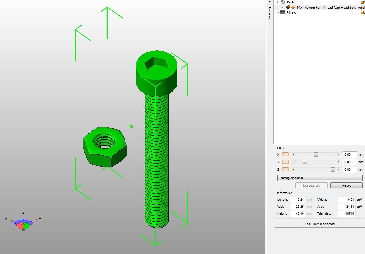 M5 x 40mm Full Thread Cap Head Bolt 3D print model_13