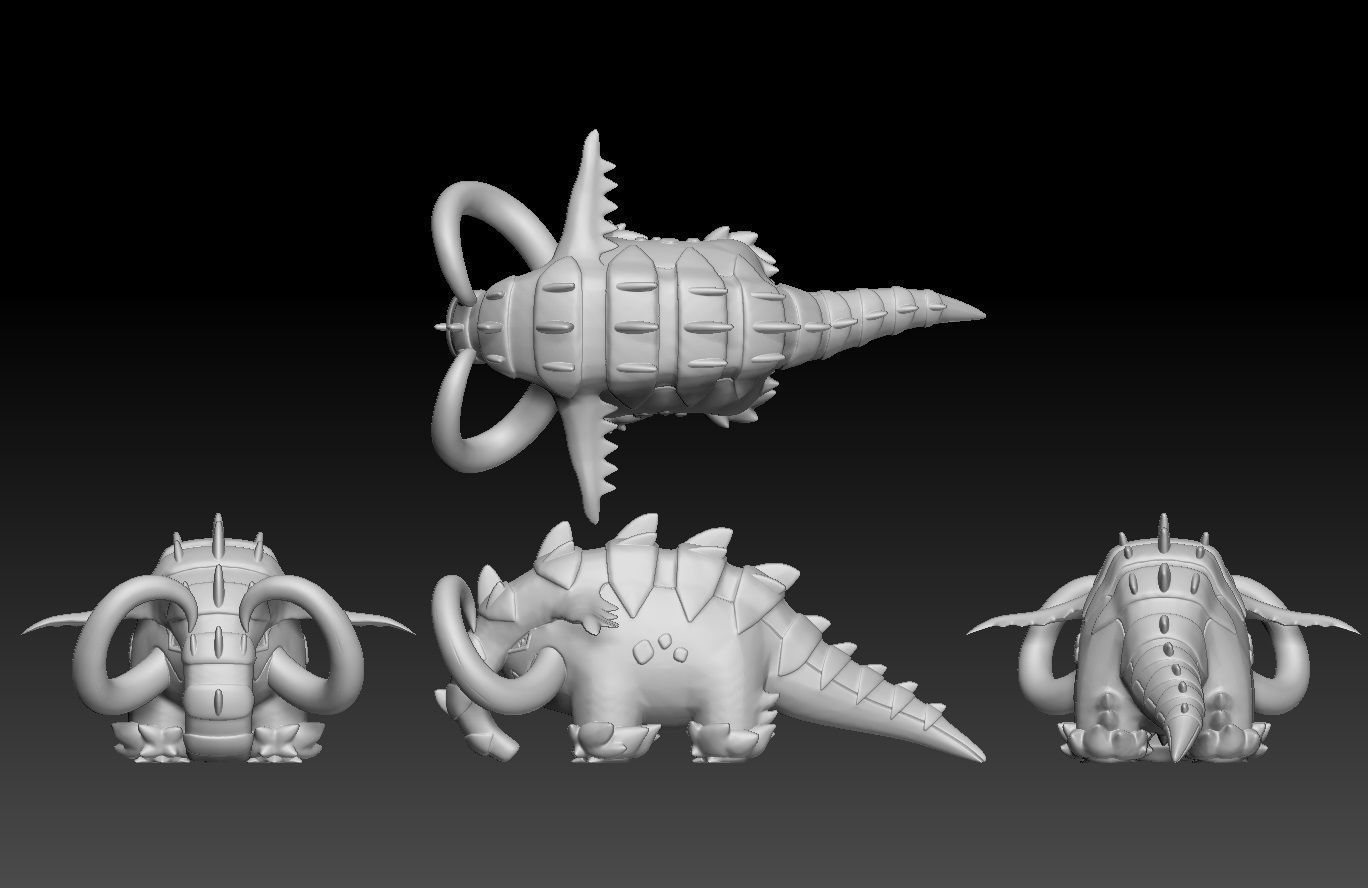 Pokemon Paradox Ancient Donphan Great Tusk 3D print model_1