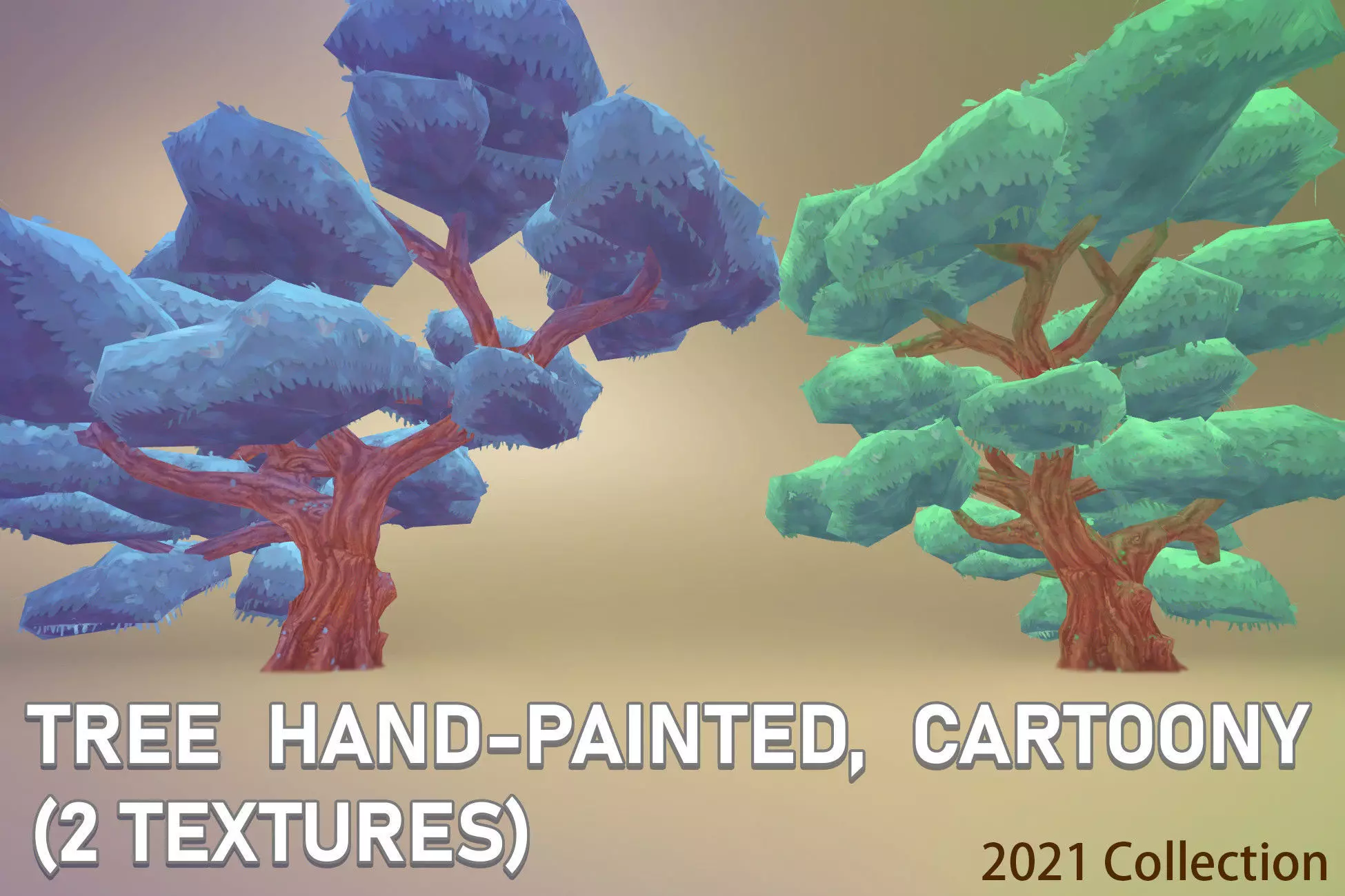 Tree --- FREE --- Hand-painted and Cartoon Free low-poly 3D model_0