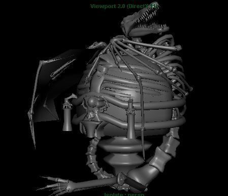 Creature skeleton statue Low-poly 3D model