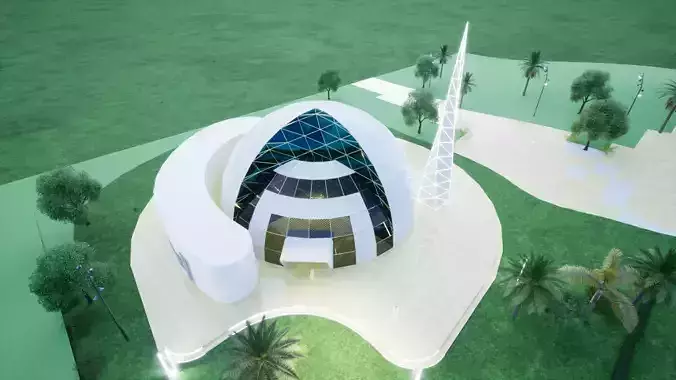 Organic Mosque design Low-poly 3D model