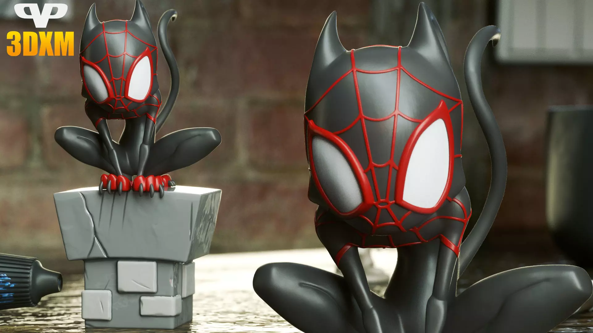 Miles Morales Cat STL for 3D Printing ChibiSTL 3DXM 3D print model