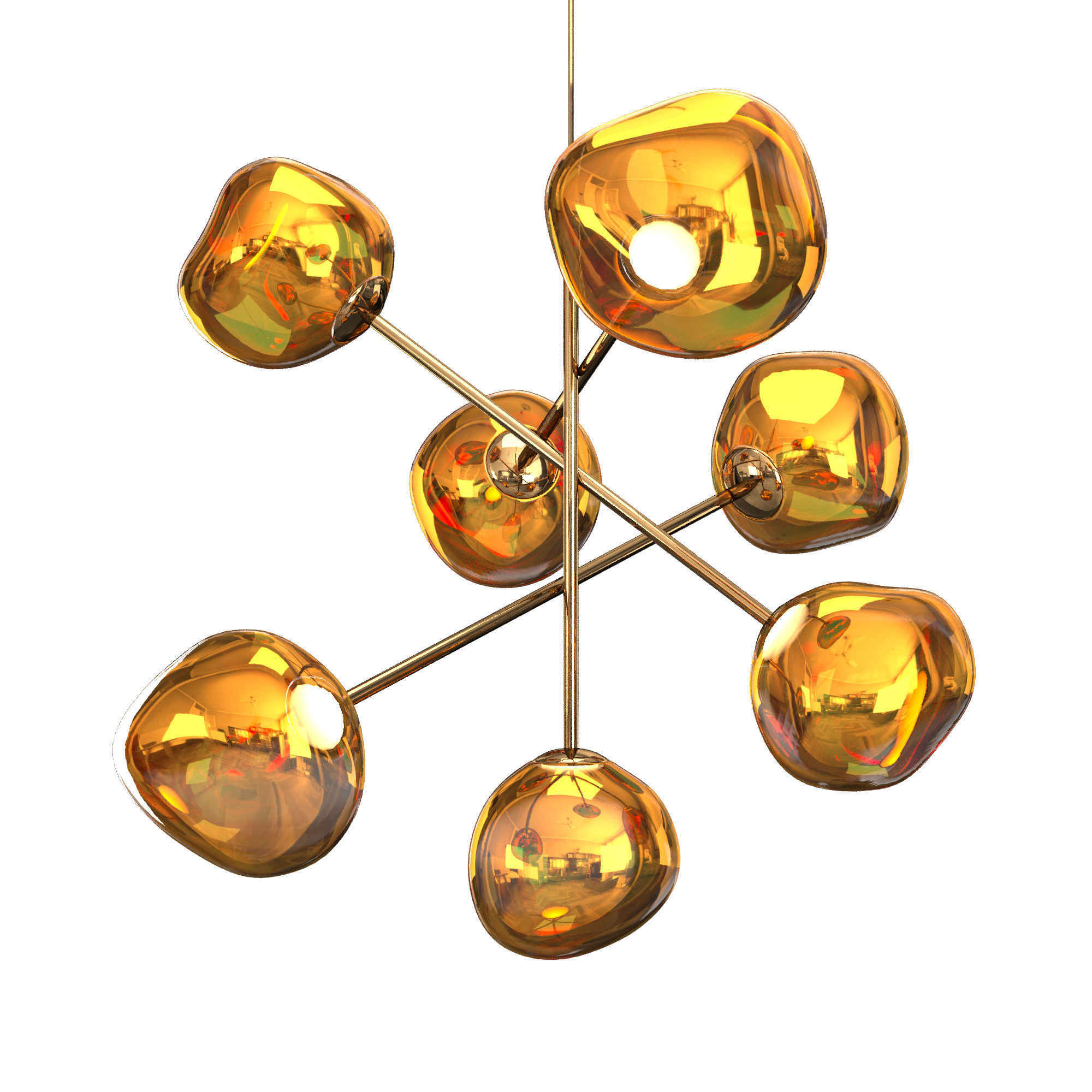 MELT LED CHANDELIER GOLD LARGE 3D model_3