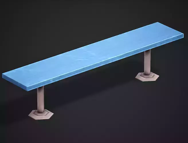 Locker Room Bench - Low Poly Game Ready Low-poly 3D model