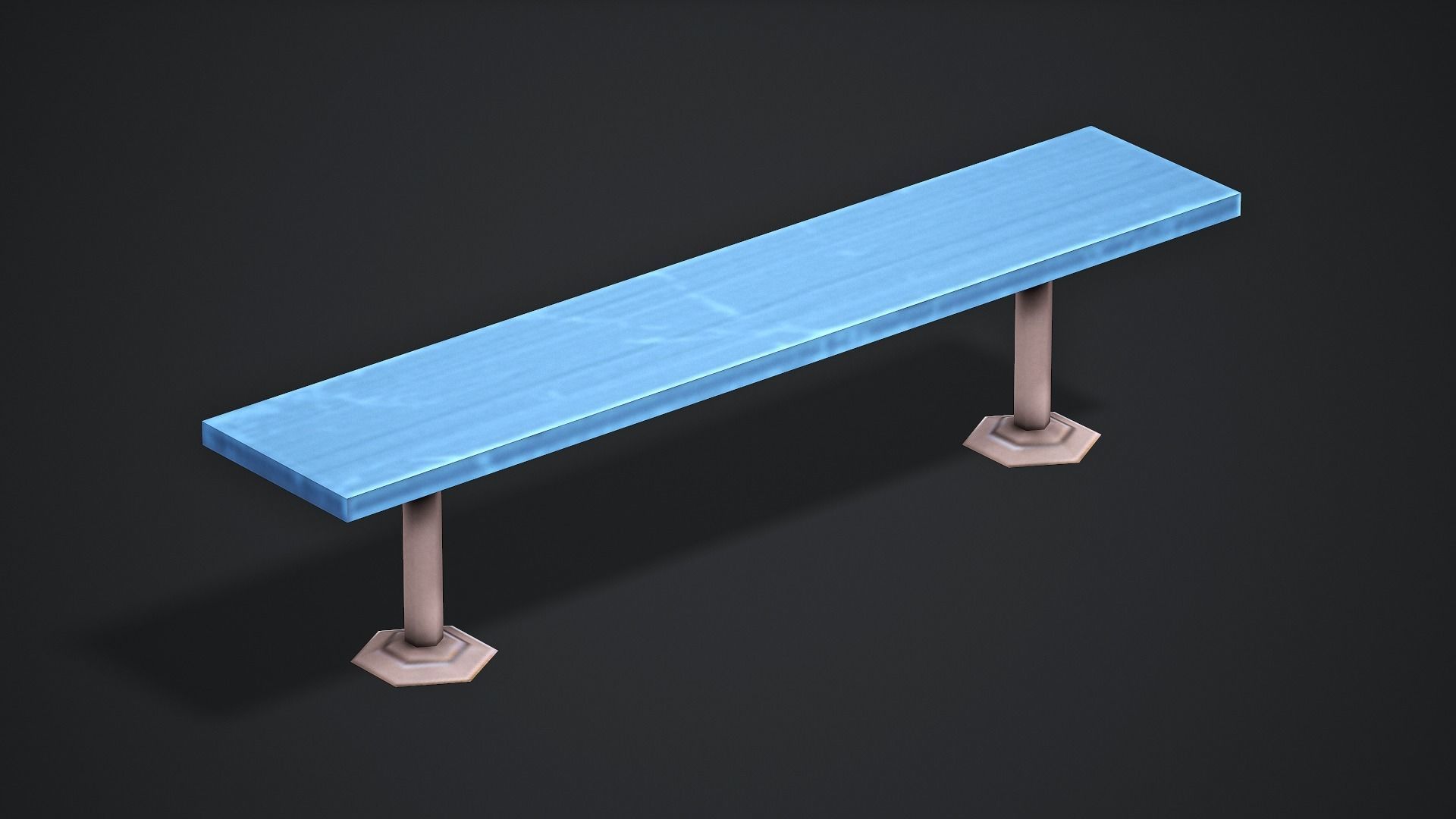 Locker Room Bench - Low Poly Game Ready Low-poly 3D model_1