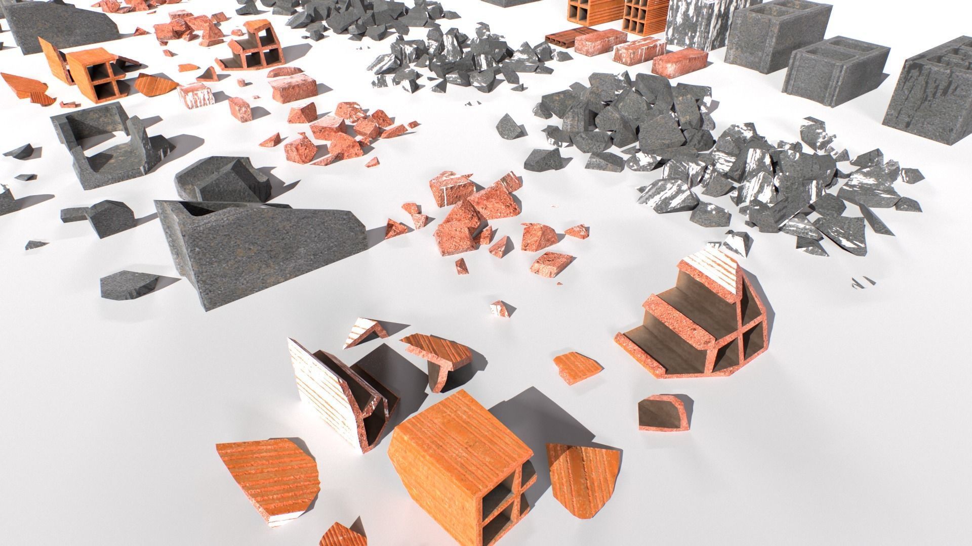 Bricks and debris Low-poly 3D model_6