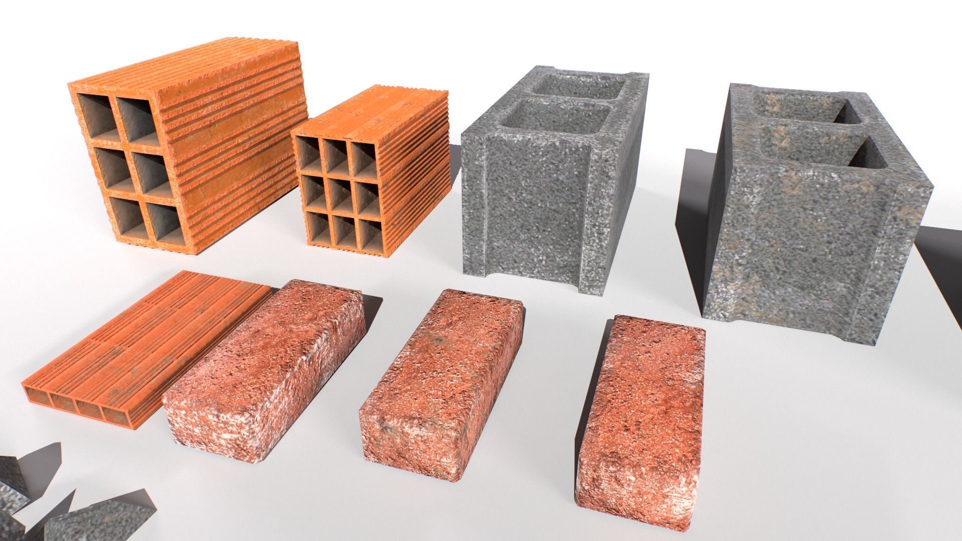 Bricks and debris Low-poly 3D model_2