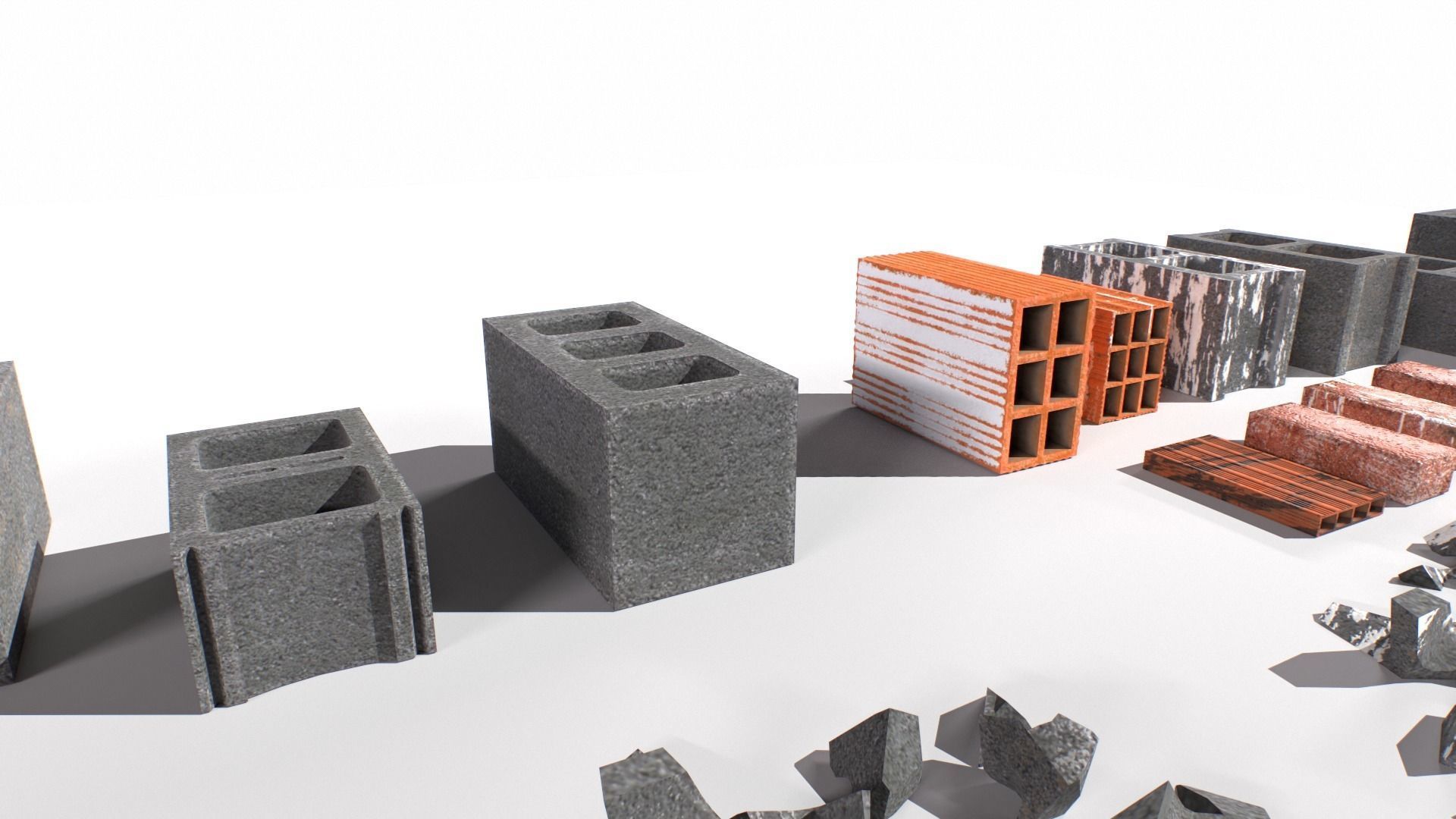 Bricks and debris Low-poly 3D model_3
