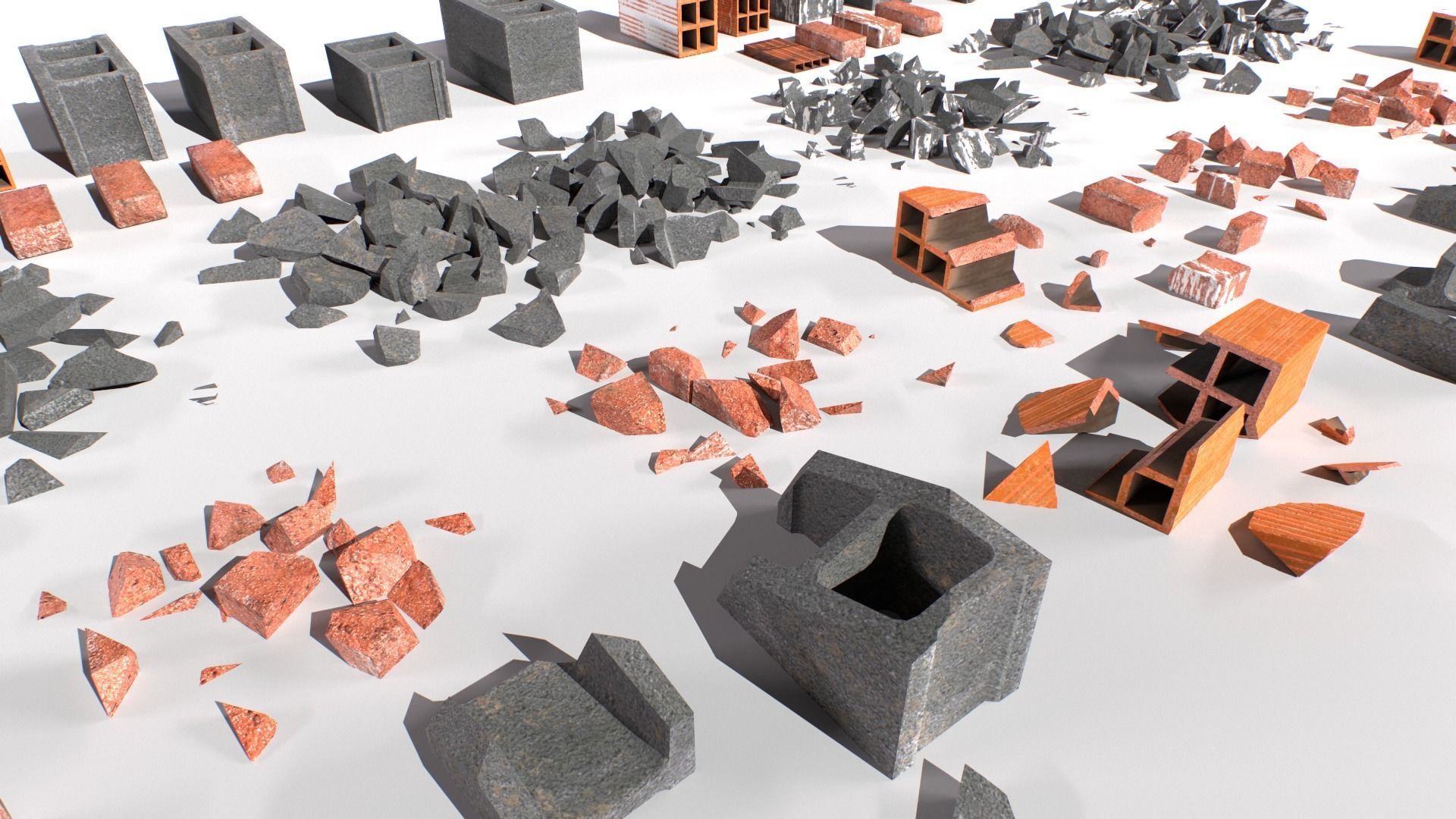 Bricks and debris Low-poly 3D model_7