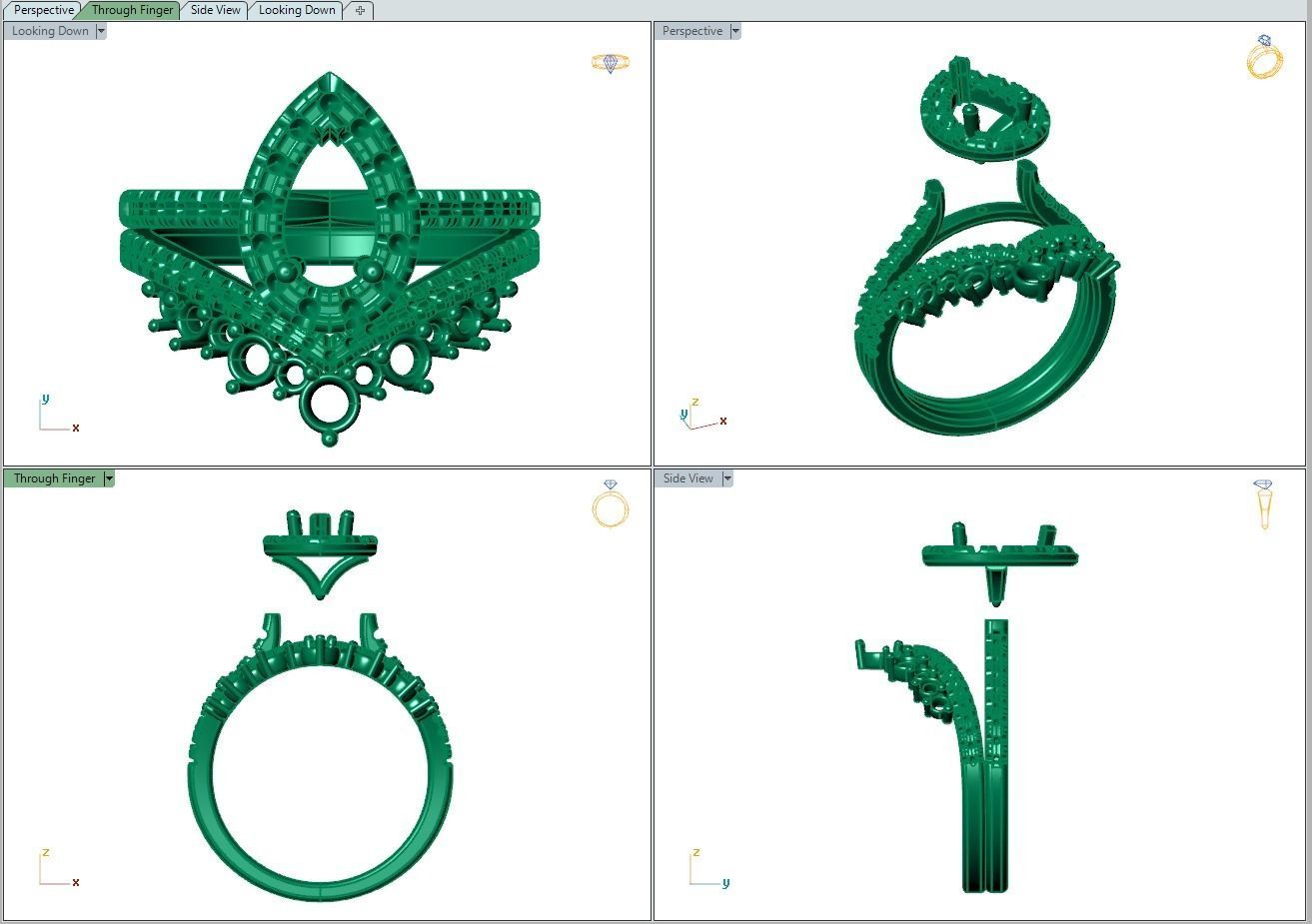 Ring493 pear shaped diamond engagement ring gold 3D print model_8