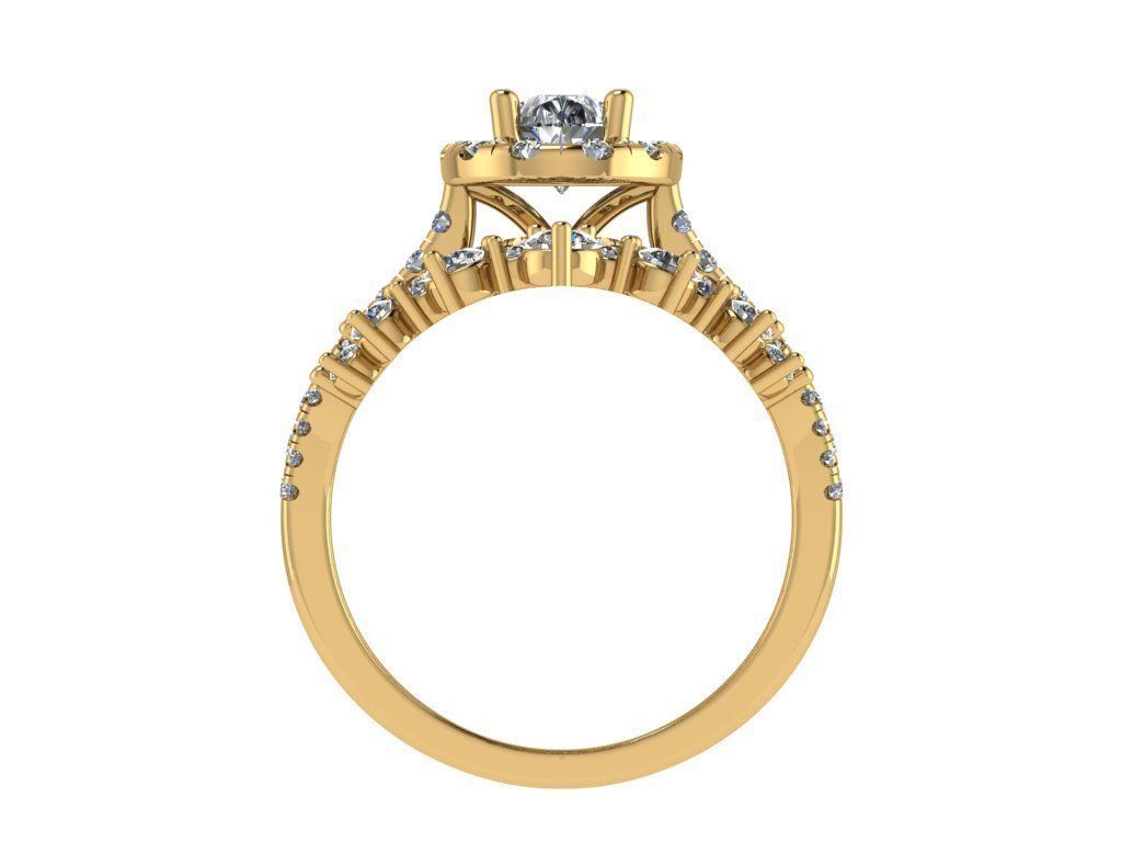 Ring493 pear shaped diamond engagement ring gold 3D print model_2