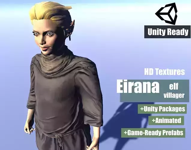 Eirana - animated rigged Elf Villager