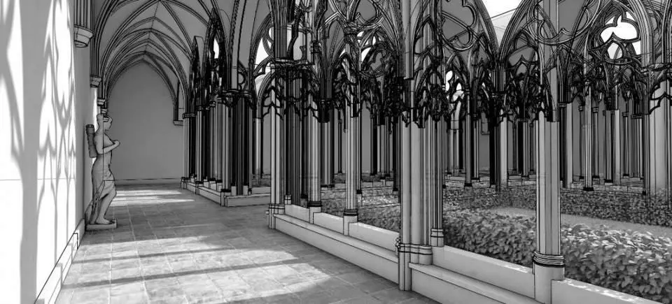 Antique Gothic Courtyard 3D model_0