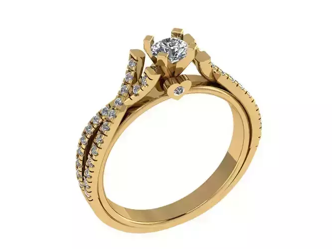 Ring494 gold engagement ring with diamonds