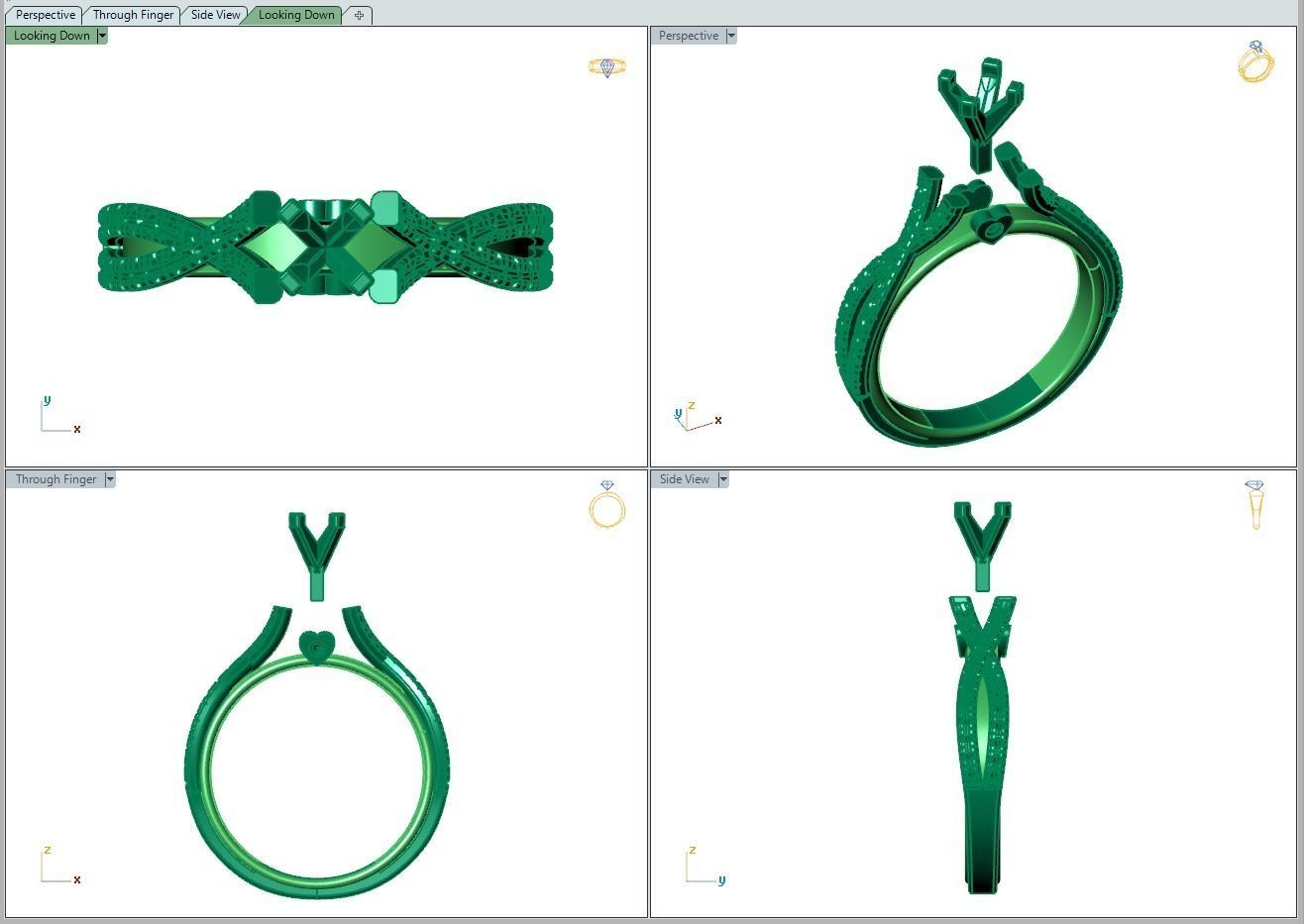 Ring494 gold engagement ring with diamonds 3D print model_8