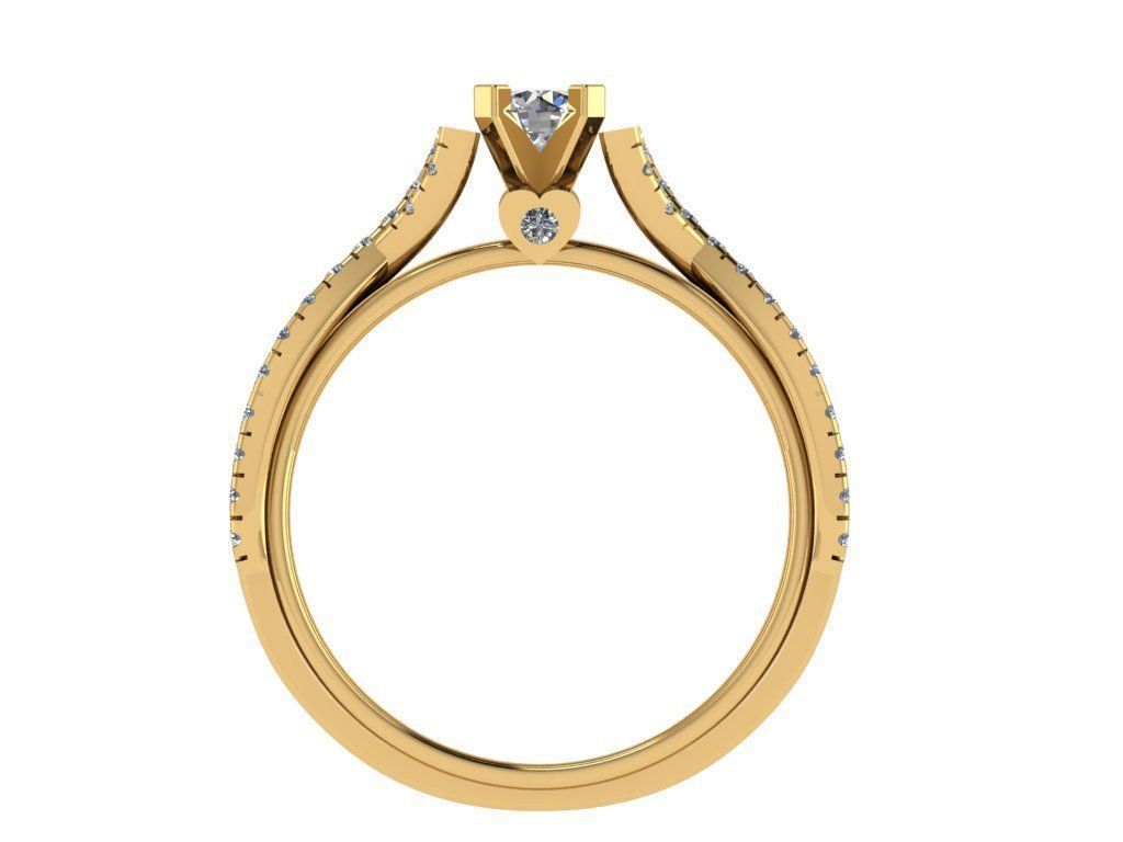 Ring494 gold engagement ring with diamonds 3D print model_2