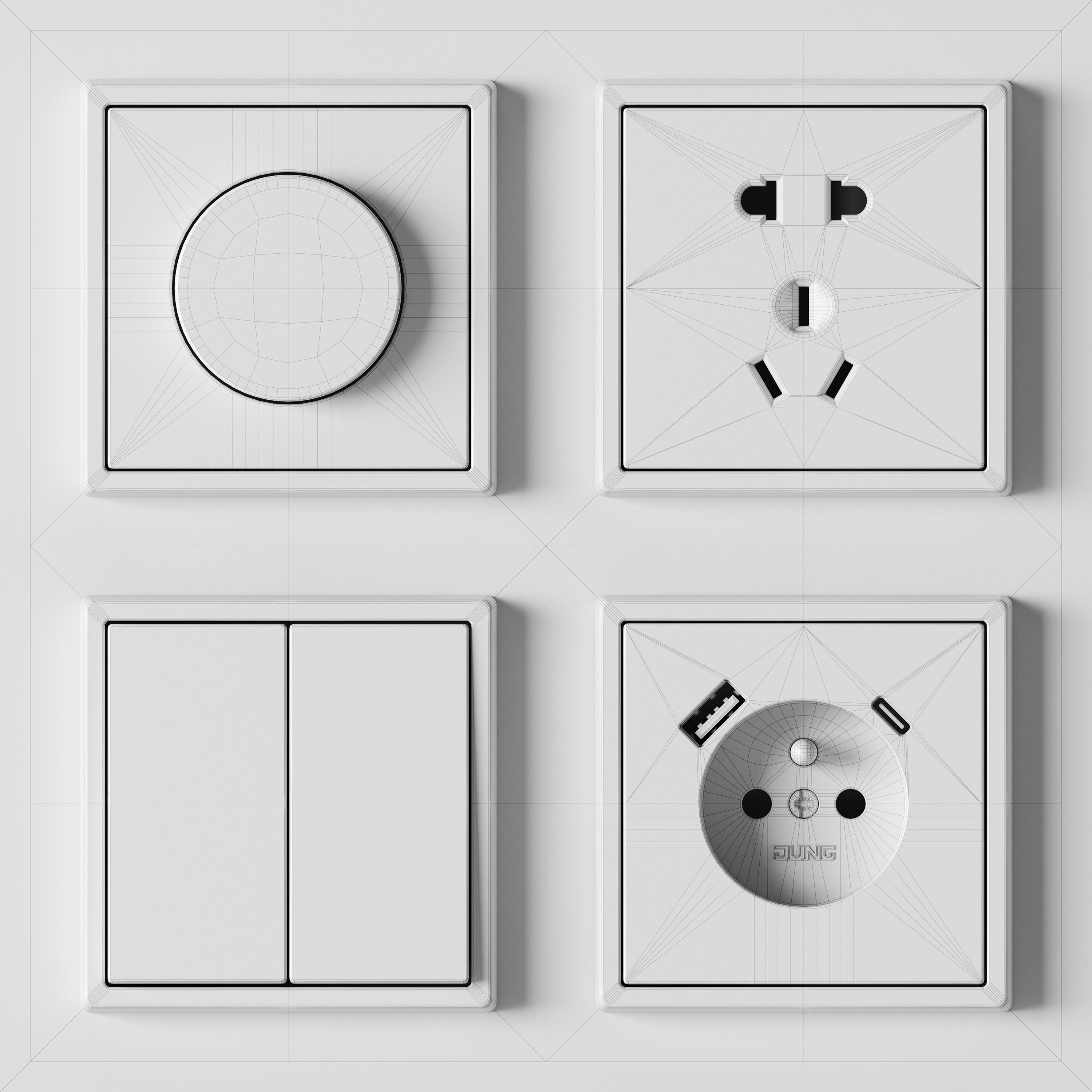 JUNG LS 990- Switches and sockets kit 79 3D model_9