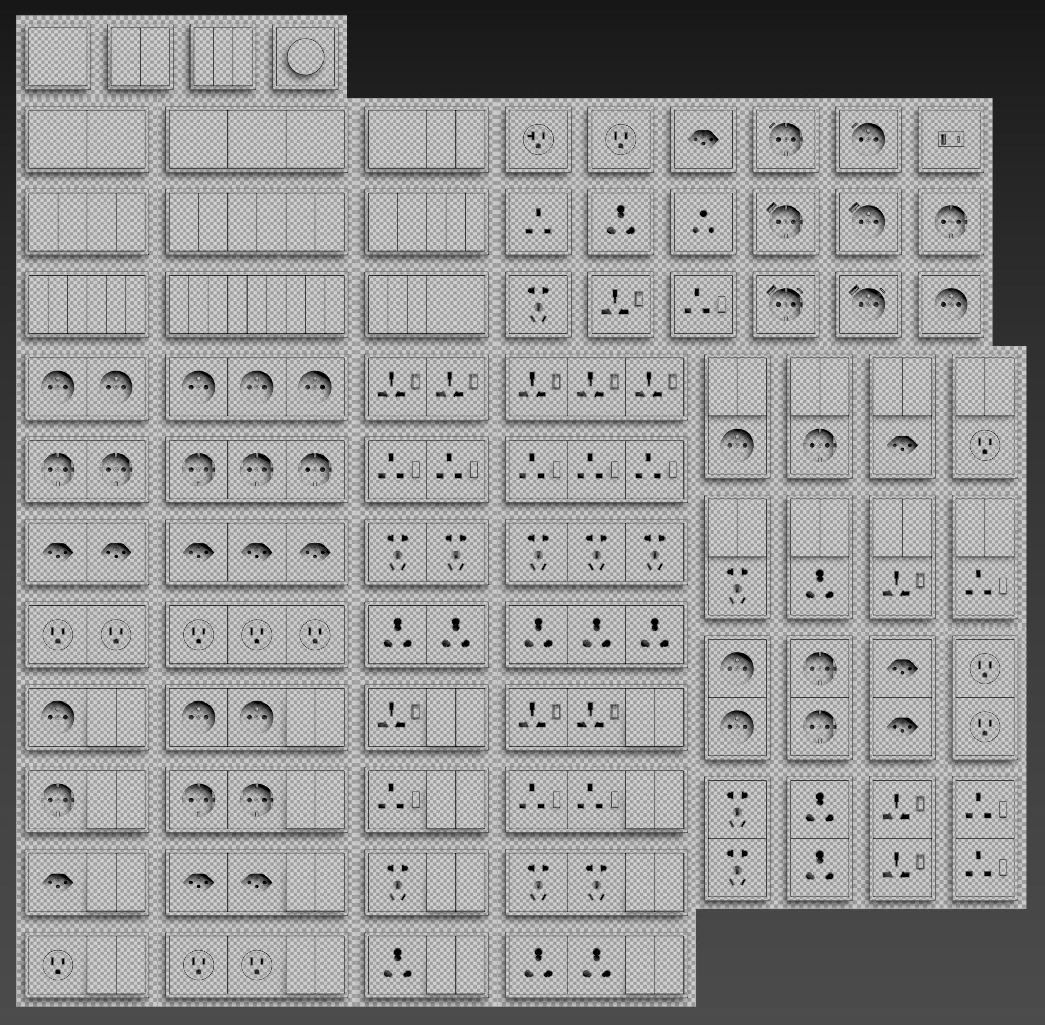 JUNG LS 990- Switches and sockets kit 79 3D model_11