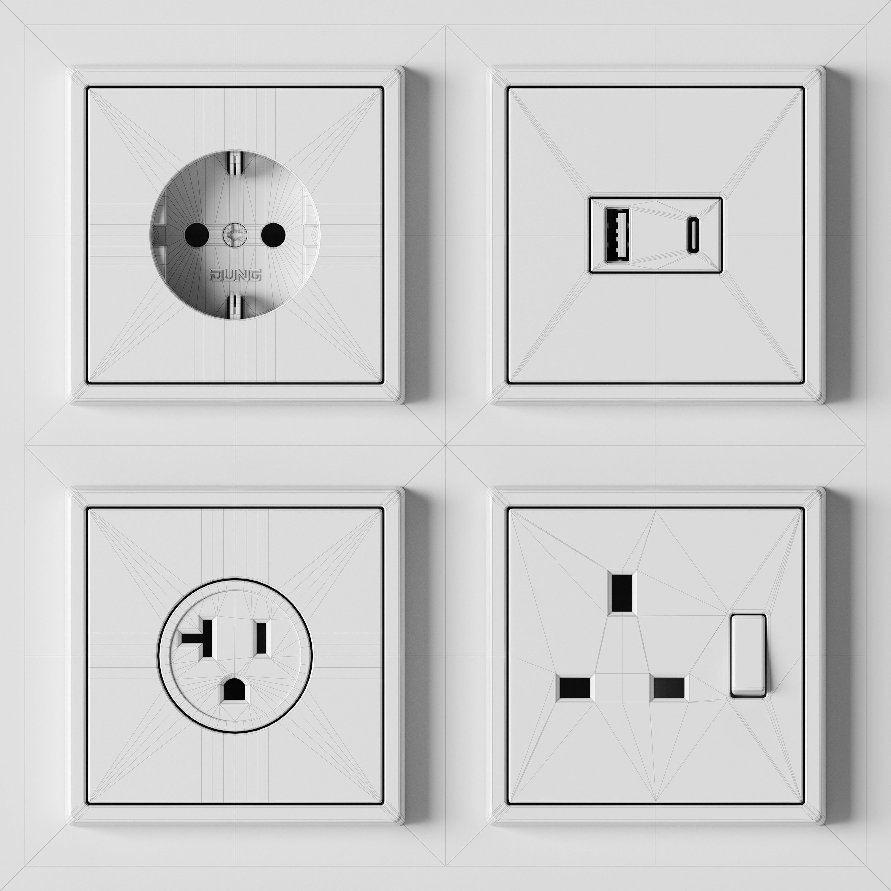 JUNG LS 990- Switches and sockets kit 79 3D model_7