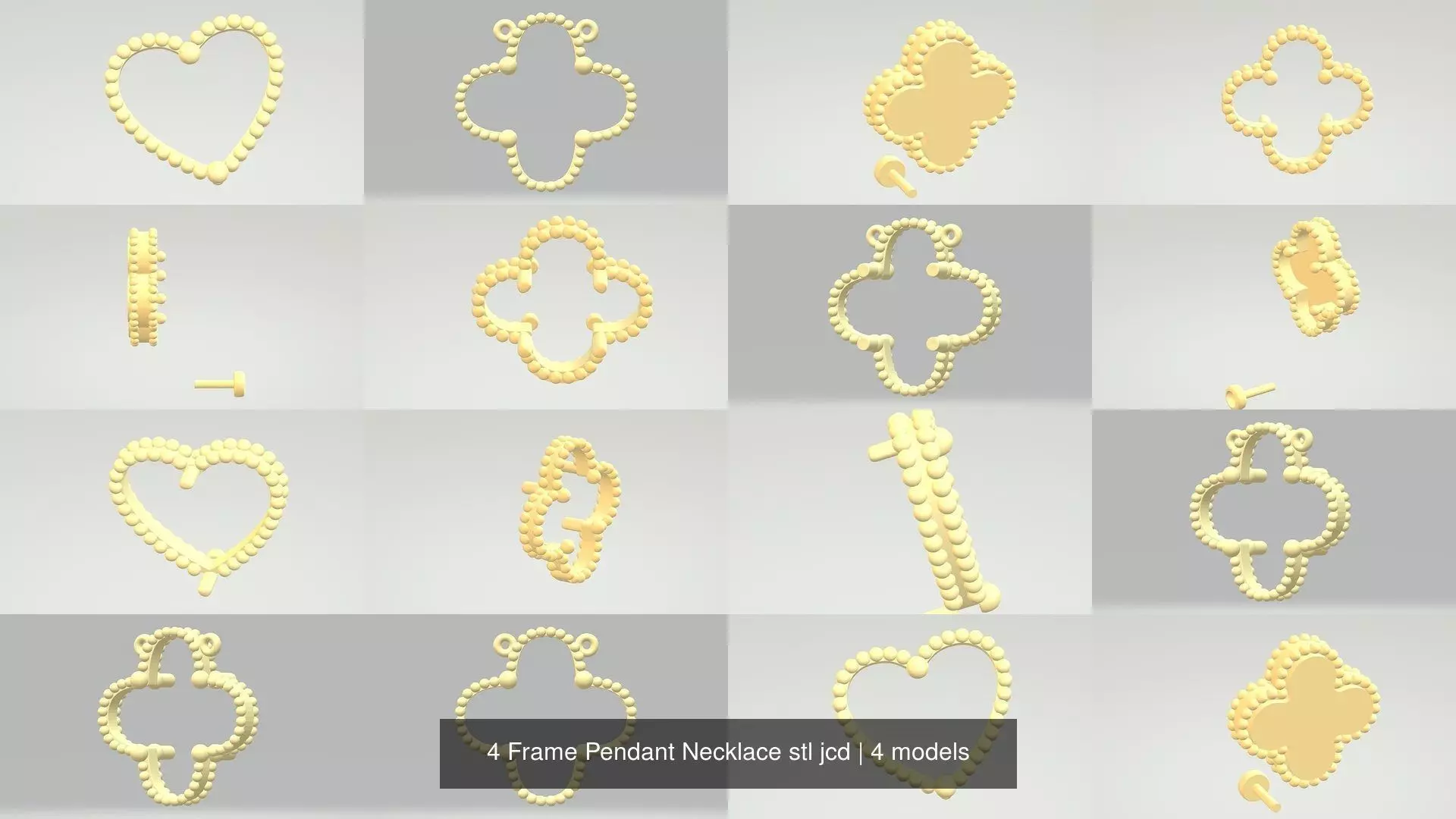 4 Frame Pendant Necklace stl jcd 3D Model Collection_0