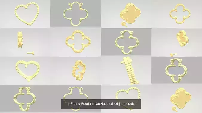 4 Frame Pendant Necklace stl jcd 3D Model Collection