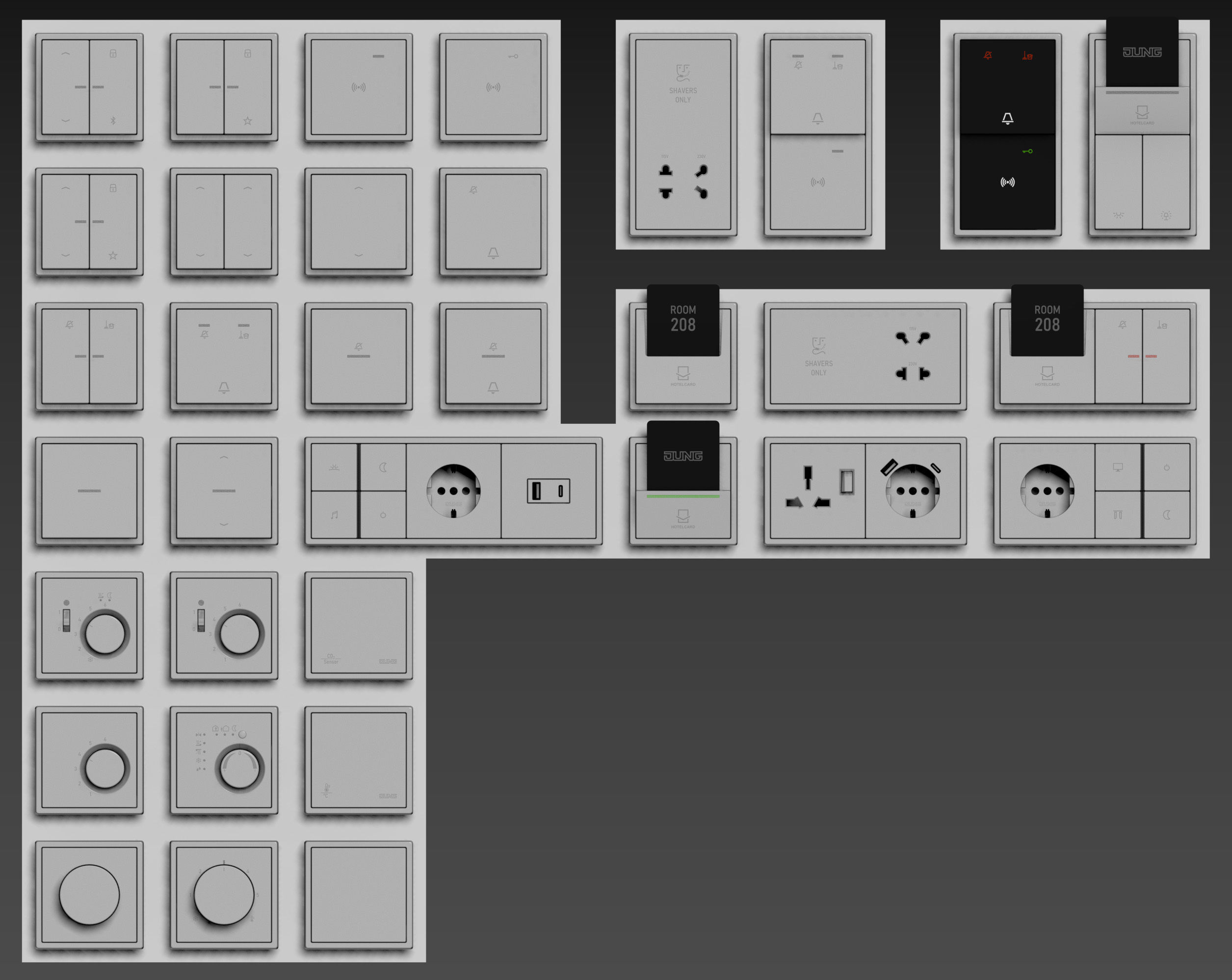 JUNG LS 990 - Hospitality kit 34 items 3D model_8