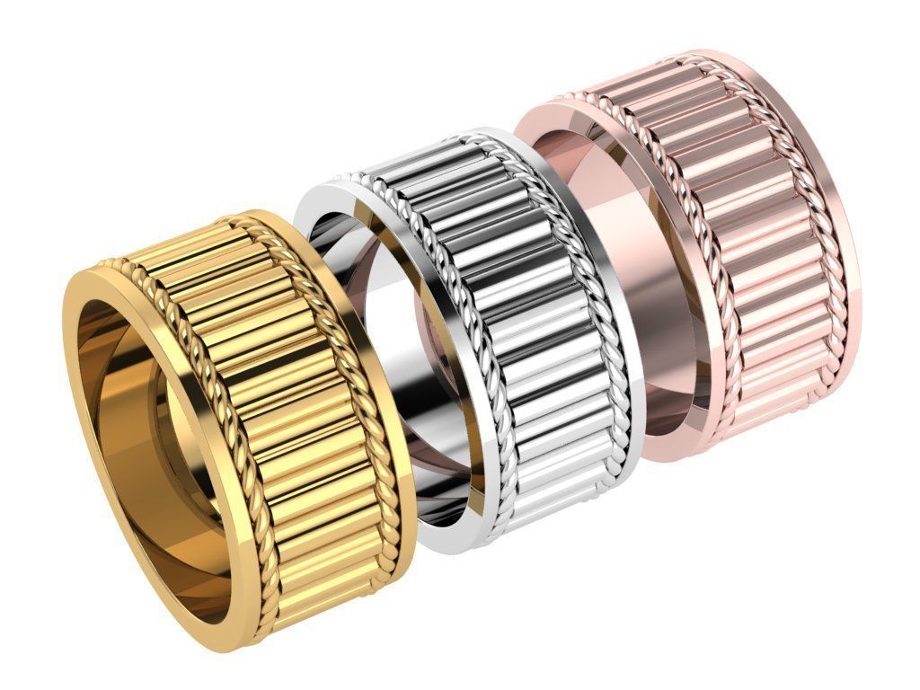 Ring495 gold ring with braided lines 3D print model_4