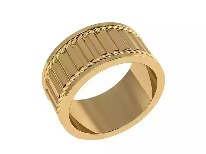 Ring495 gold ring with braided lines