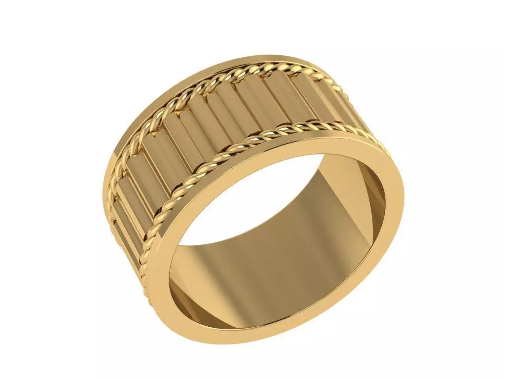 Ring495 gold ring with braided lines 3D print model_0