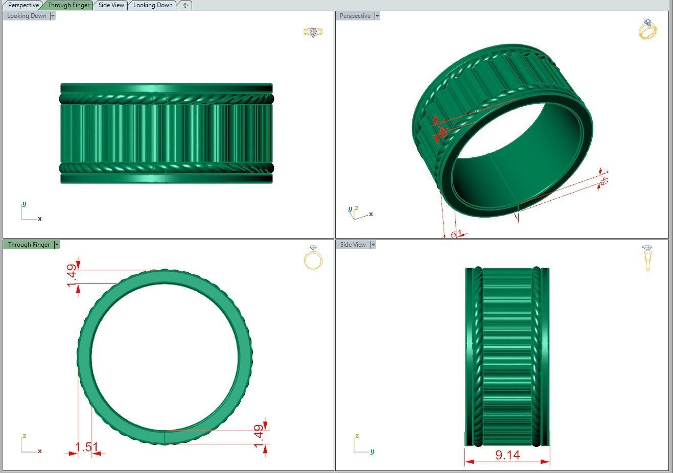Ring495 gold ring with braided lines 3D print model_5