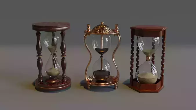 Hourglass set three hourglasses 3D model
