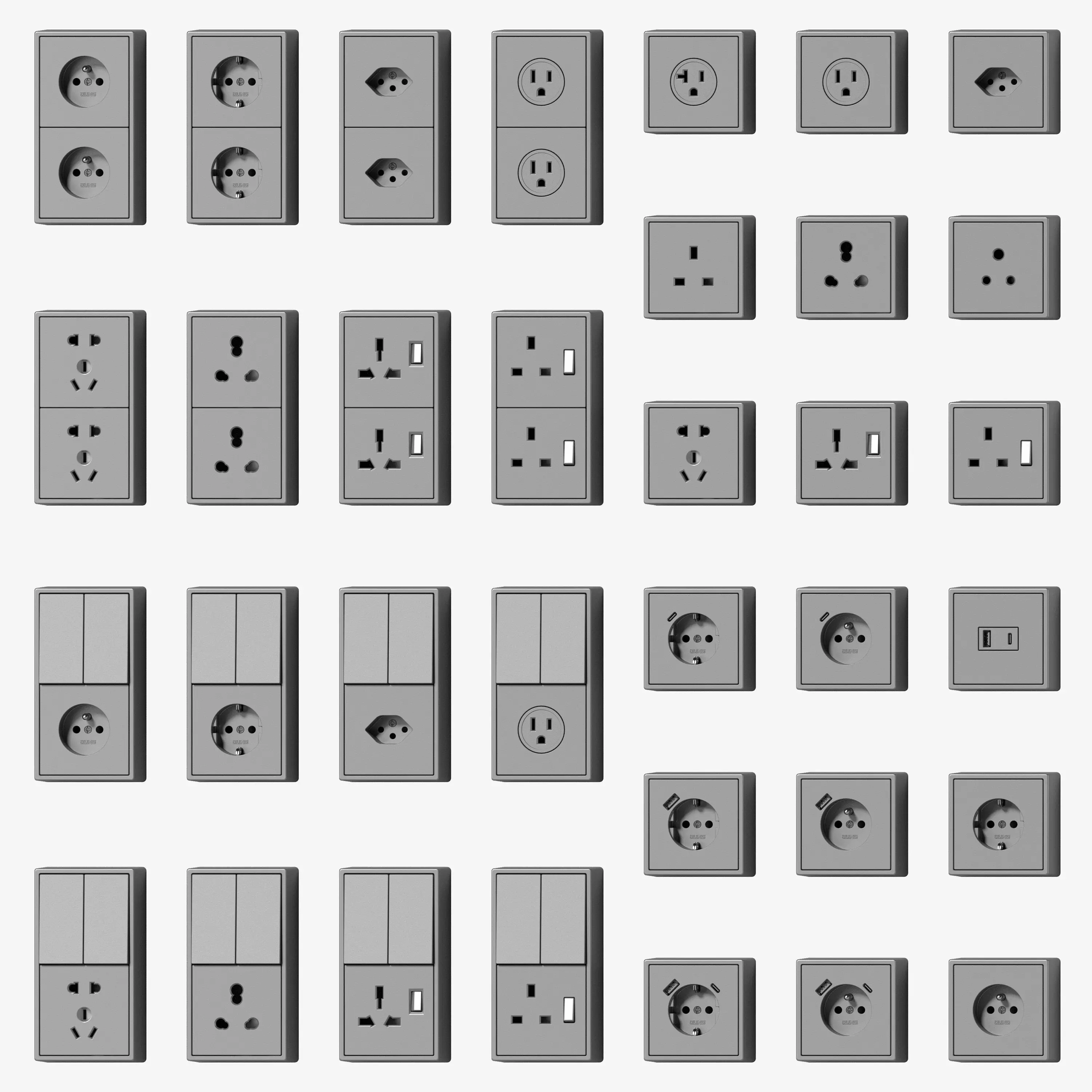 JUNG LS CUBE- Switches and sockets kit 80 items 3D model