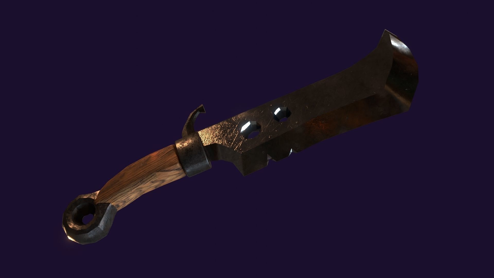 Lowwpoly knife Low-poly 3D model_3