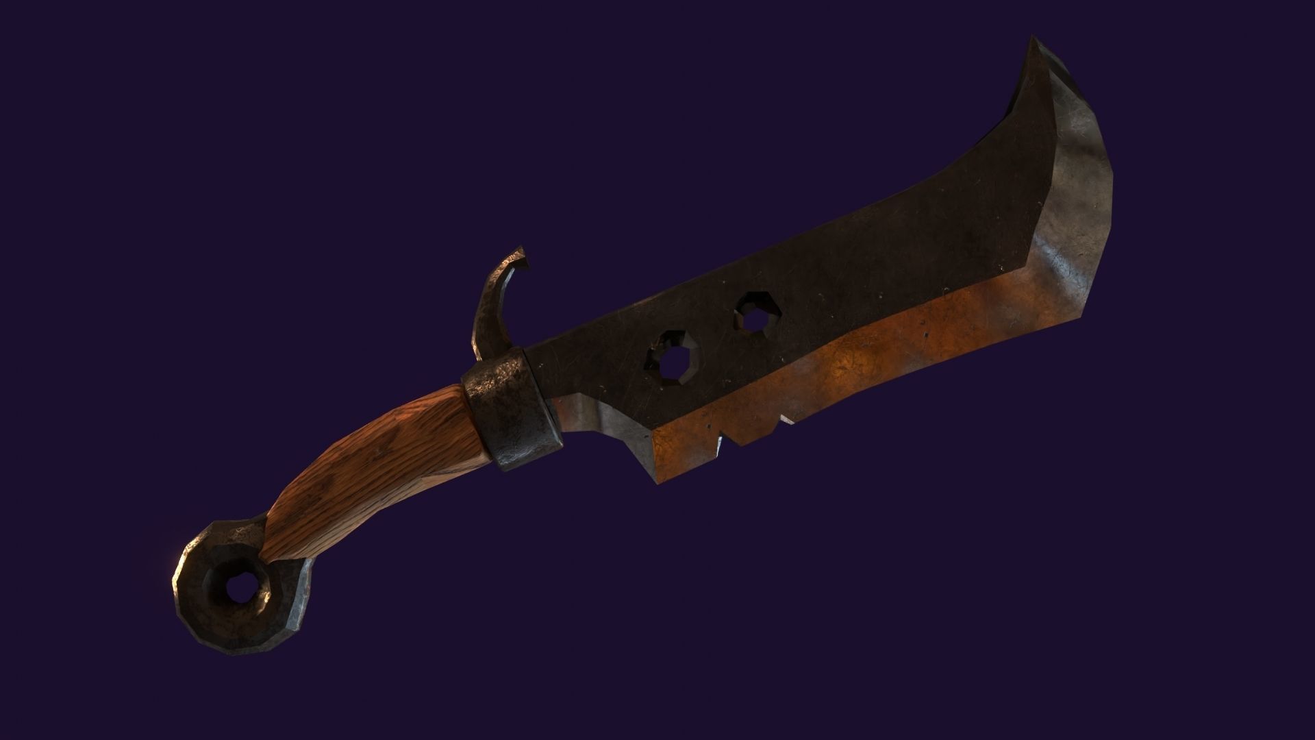 Lowwpoly knife Low-poly 3D model_2