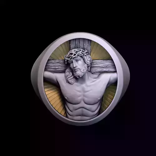 Ring with Crucifix 3D print model