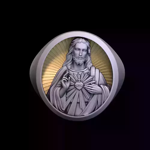Ring with Jesus 3D print model