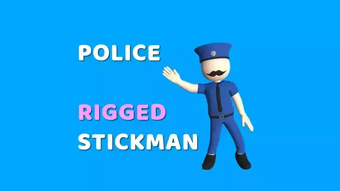 Police - Simple Low Poly Stickman Character - 3D Model