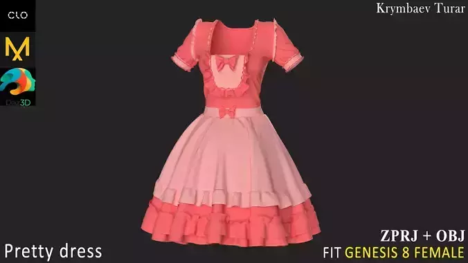 Pretty dress Marvelous Designer project 