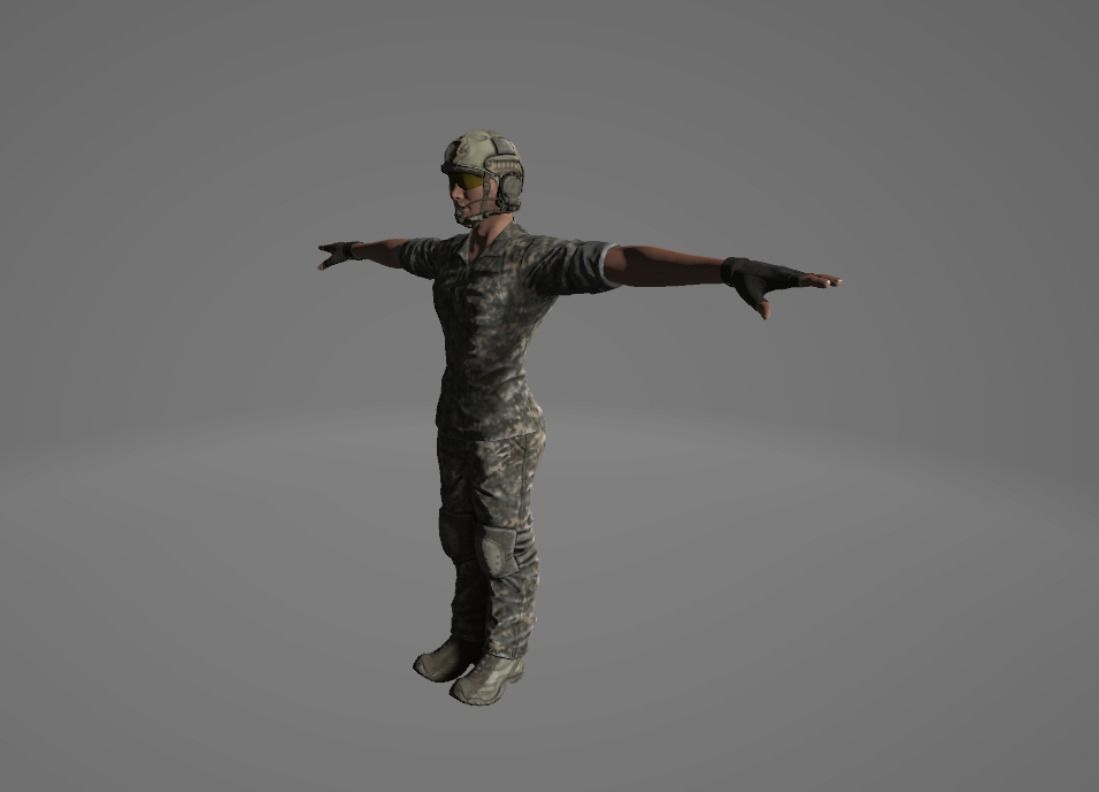 3d fully rigged soldier Low-poly 3D model_1