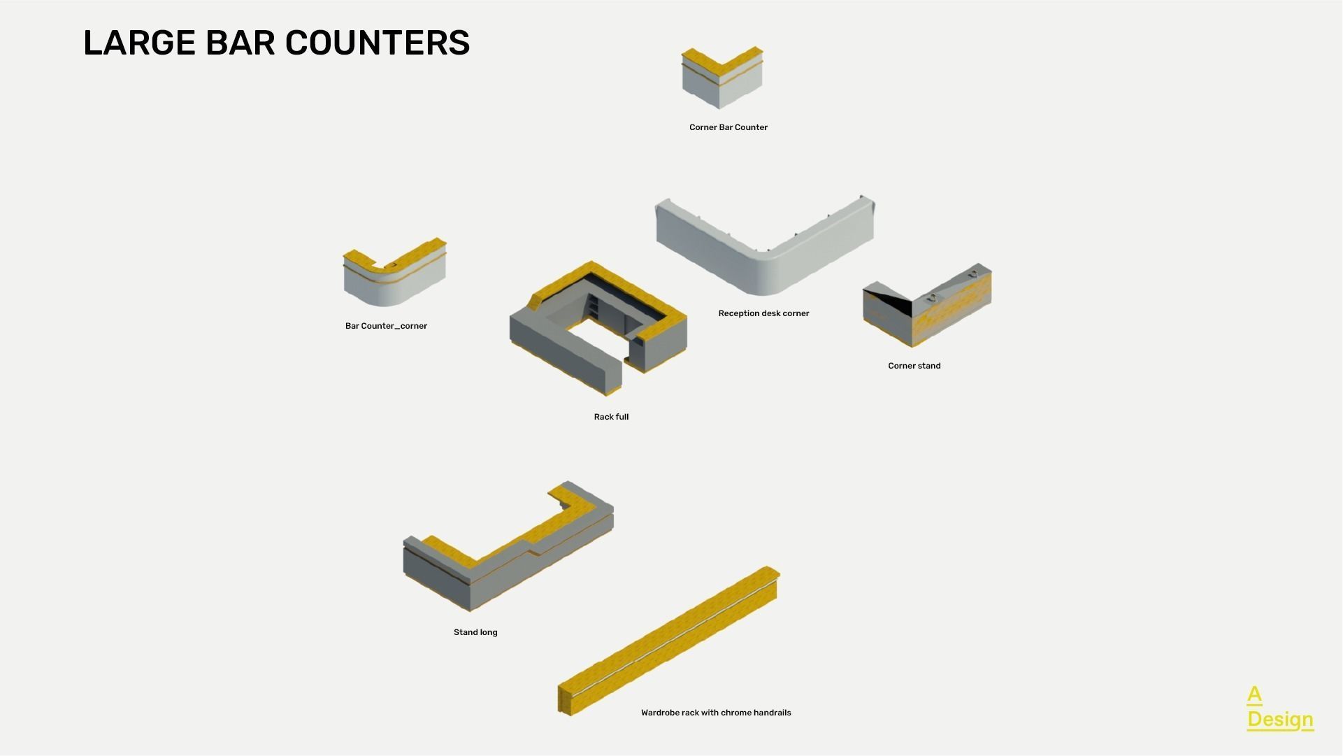 Bar Counters - Pack of revit families 3D model_3