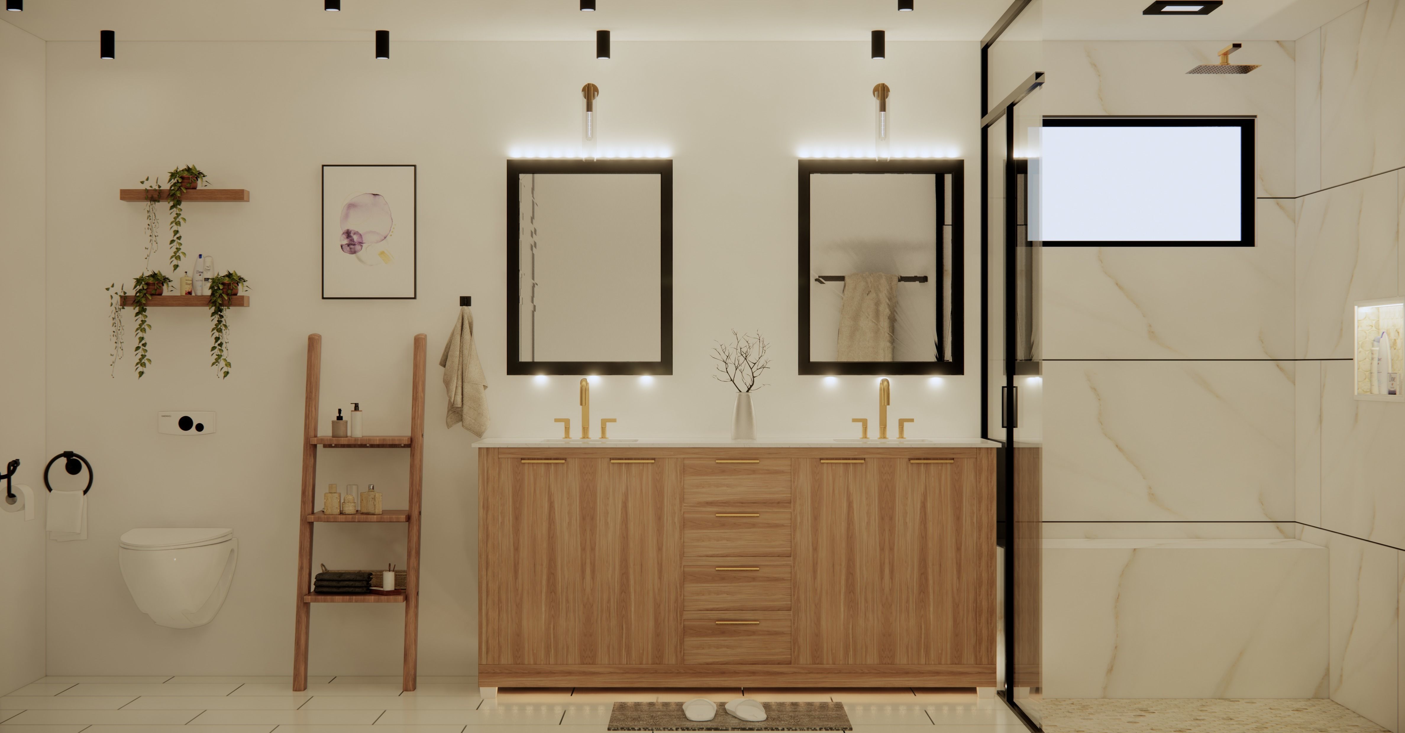 sketchup enscape bathroom scene  Low-poly 3D model_1