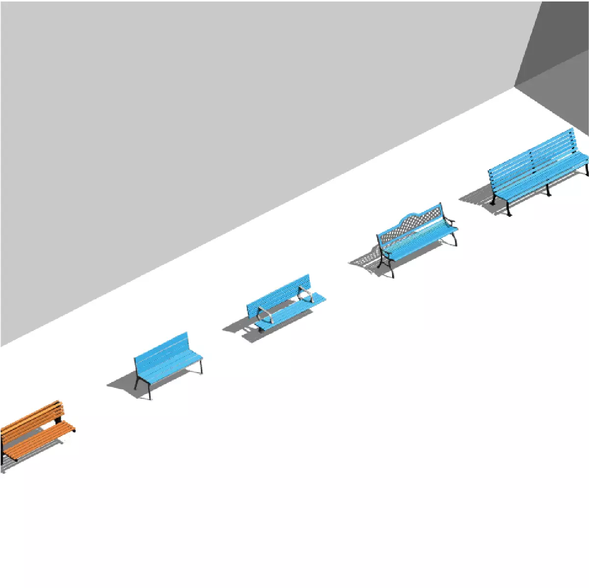 Bench - Pack of revit families 3D model