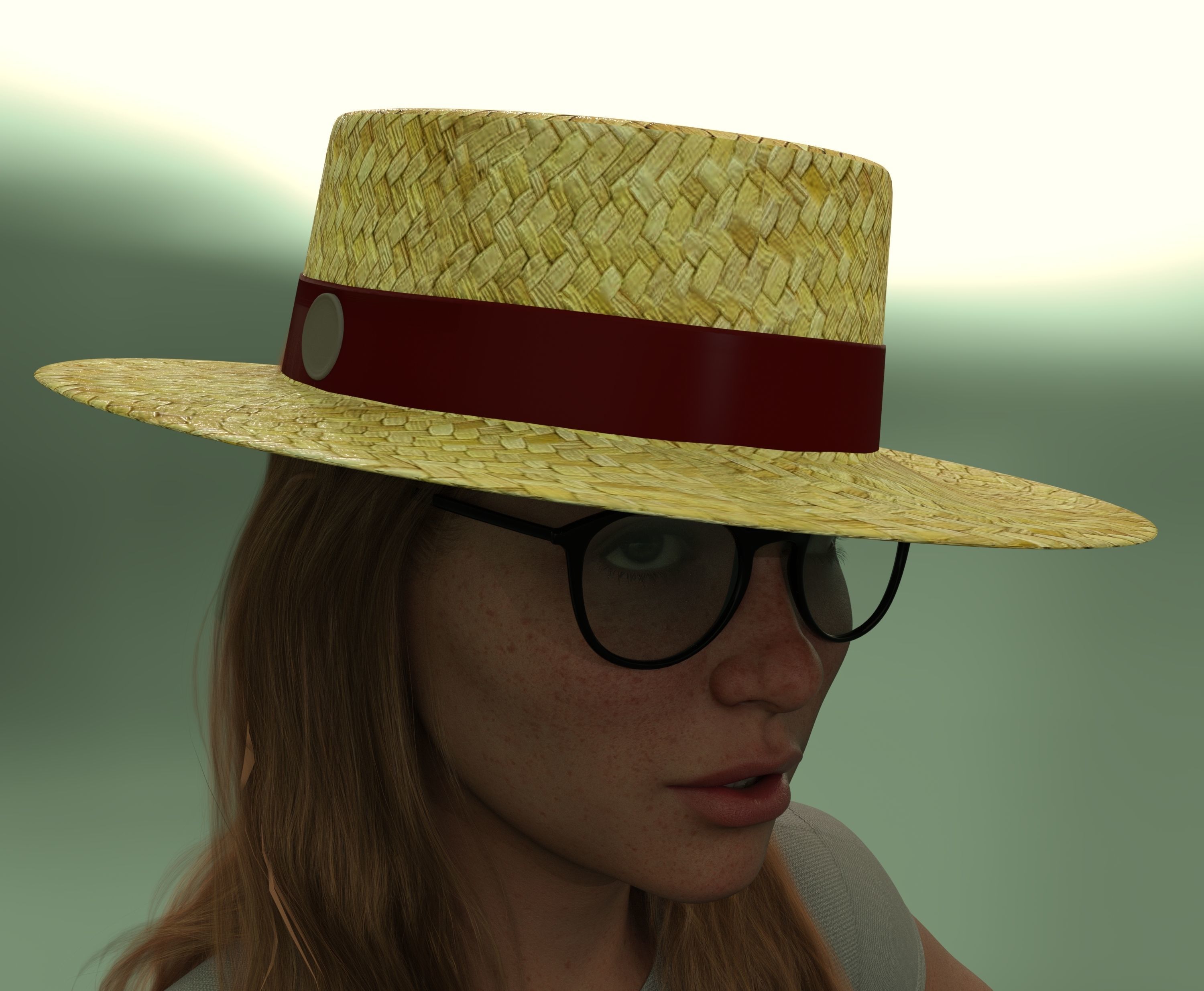 Boater Hat Package 3D model_5