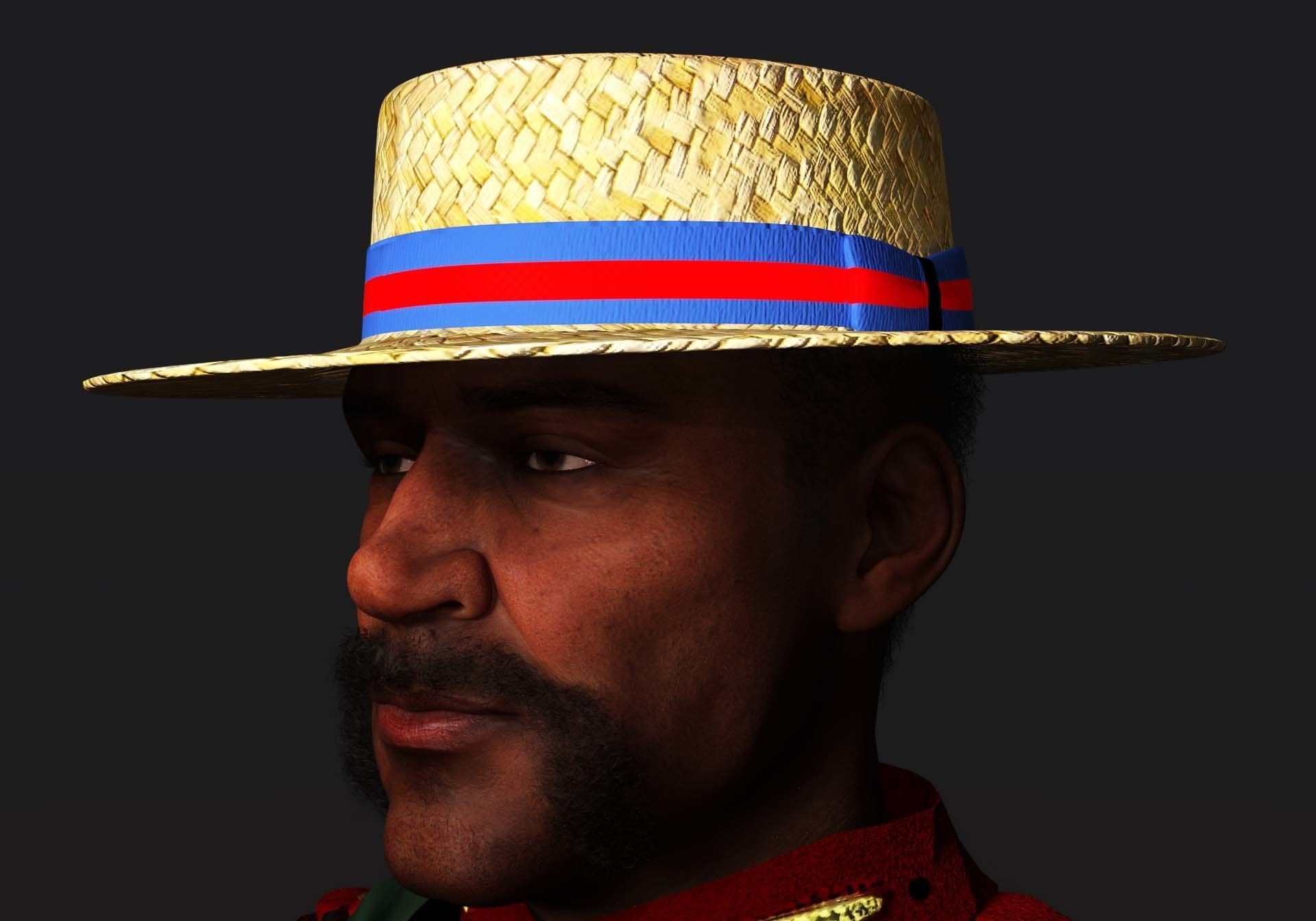 Boater Hat Package 3D model_7