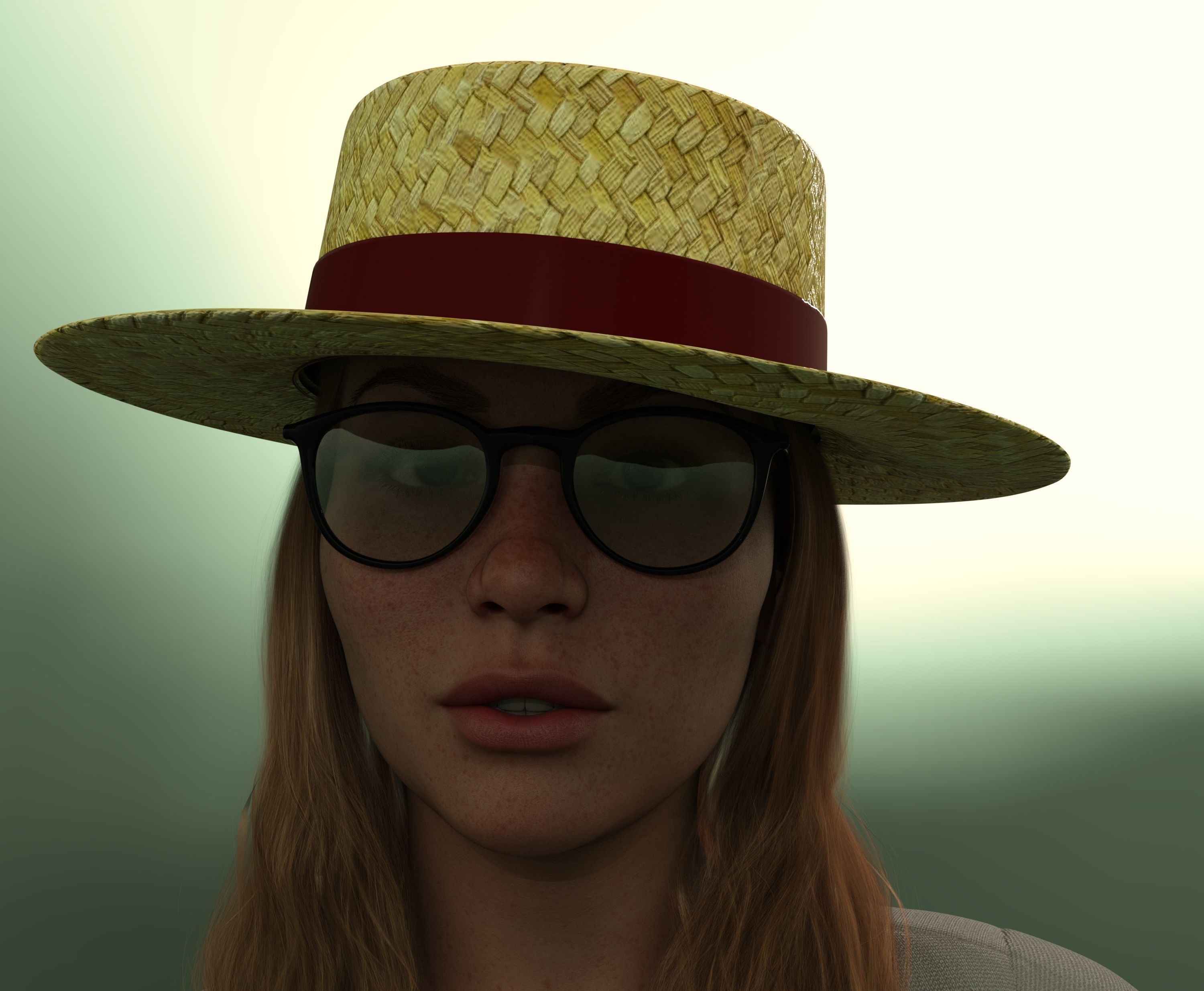 Boater Hat Package 3D model_6