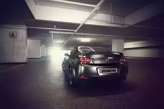 Parking Lot And Mazda Car