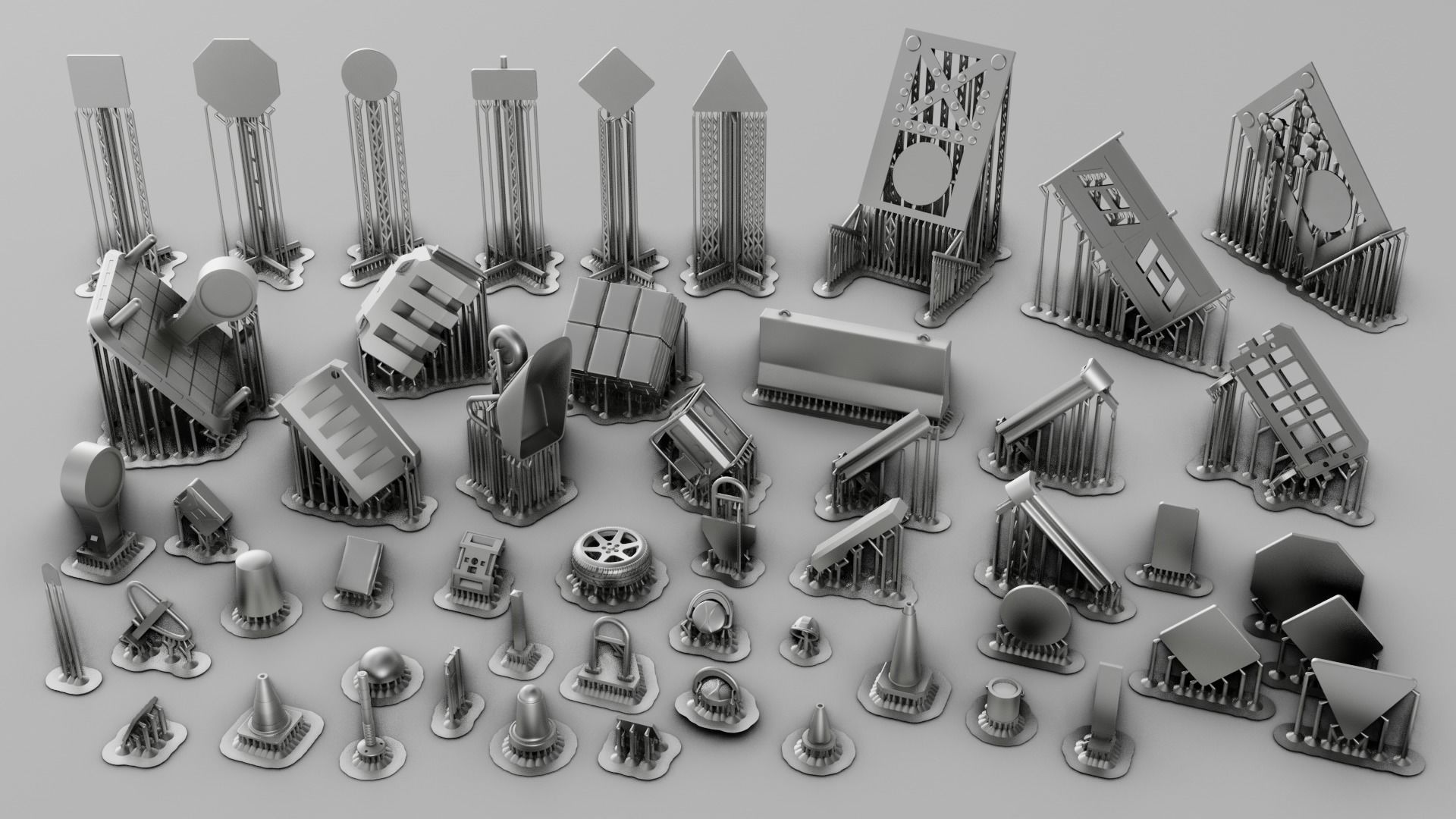 Traffic Road Work Diorama Pack 3D print model_11