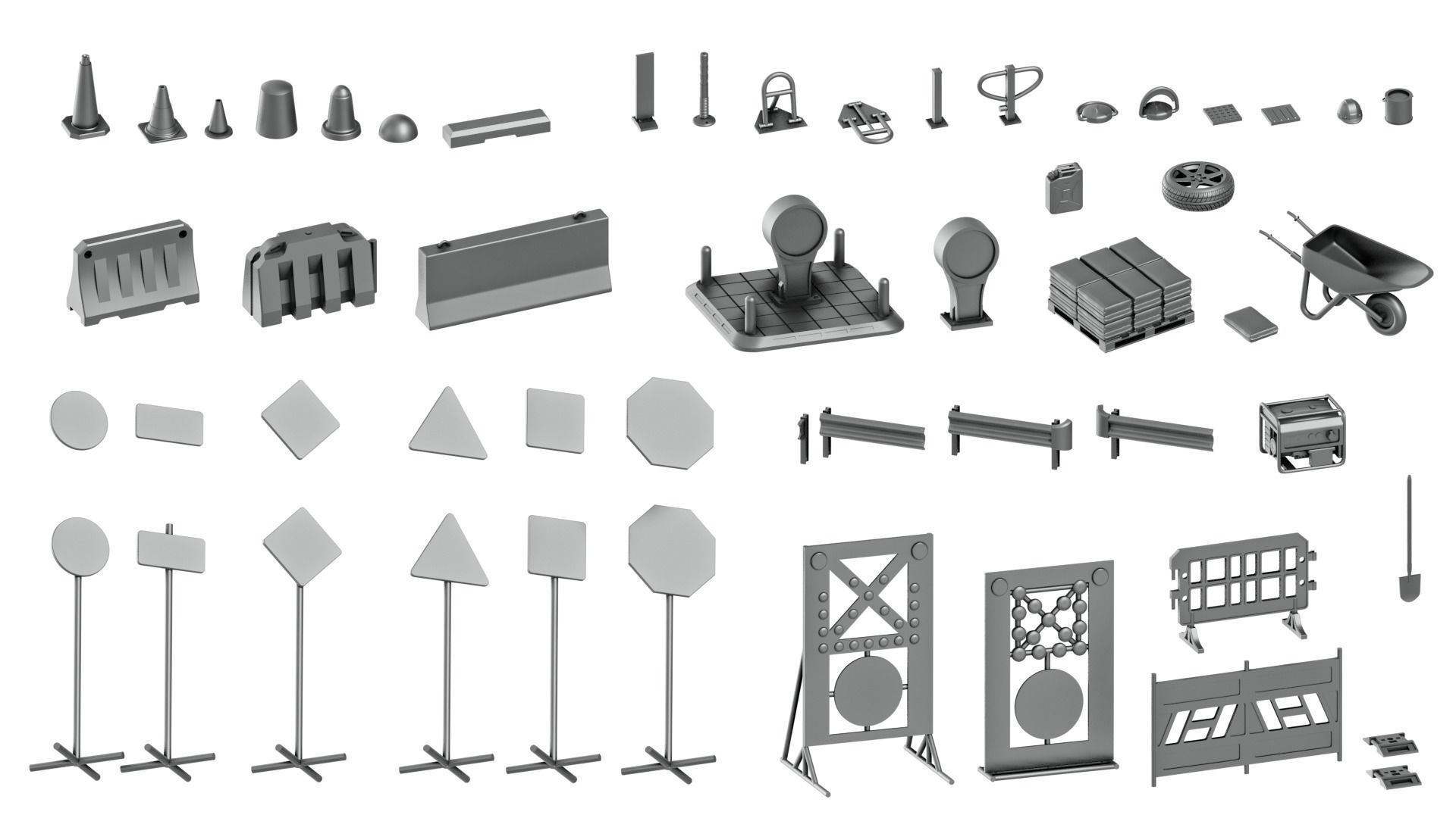 Traffic Road Work Diorama Pack 3D print model_1