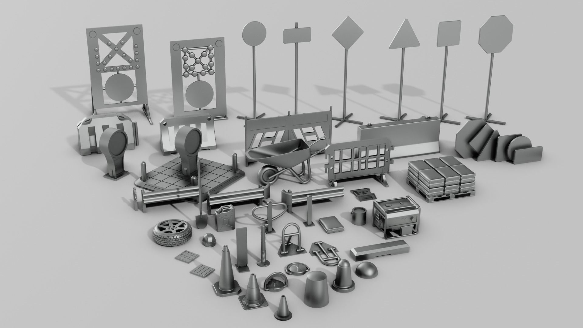 Traffic Road Work Diorama Pack 3D print model_2